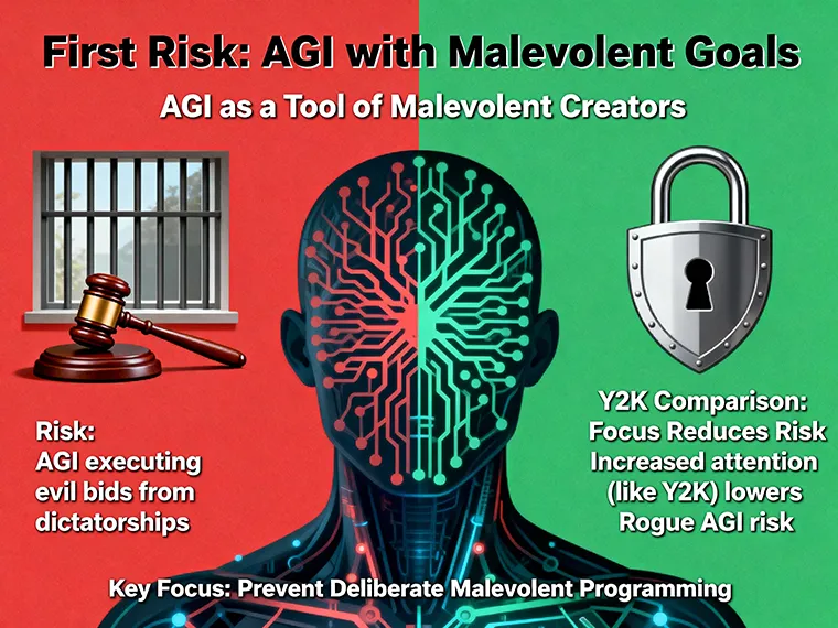 Illustration of an AGI pursuing malevolent goals